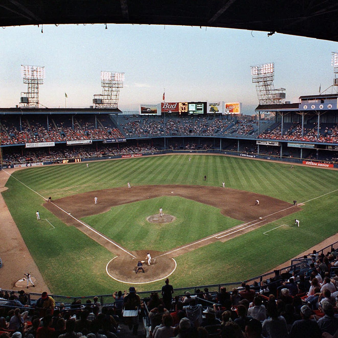 ** ADVANCE FOR WEEKEND EDITIONS, JULY 9-10--FILE ** Tiger Stadium is shown Sept. 2, 1999, in Detroit. The Motor City's skyline looms over the outfield, Ty Cobb and Al Kaline are honored with majestic, bronzed statues and amenities money can buy are plentiful at the home of the Detroit Tigers. Comerica Park is what Tiger Stadium wasn't, and that is both good and bad. (AP Photo/Paul Sancya, File)